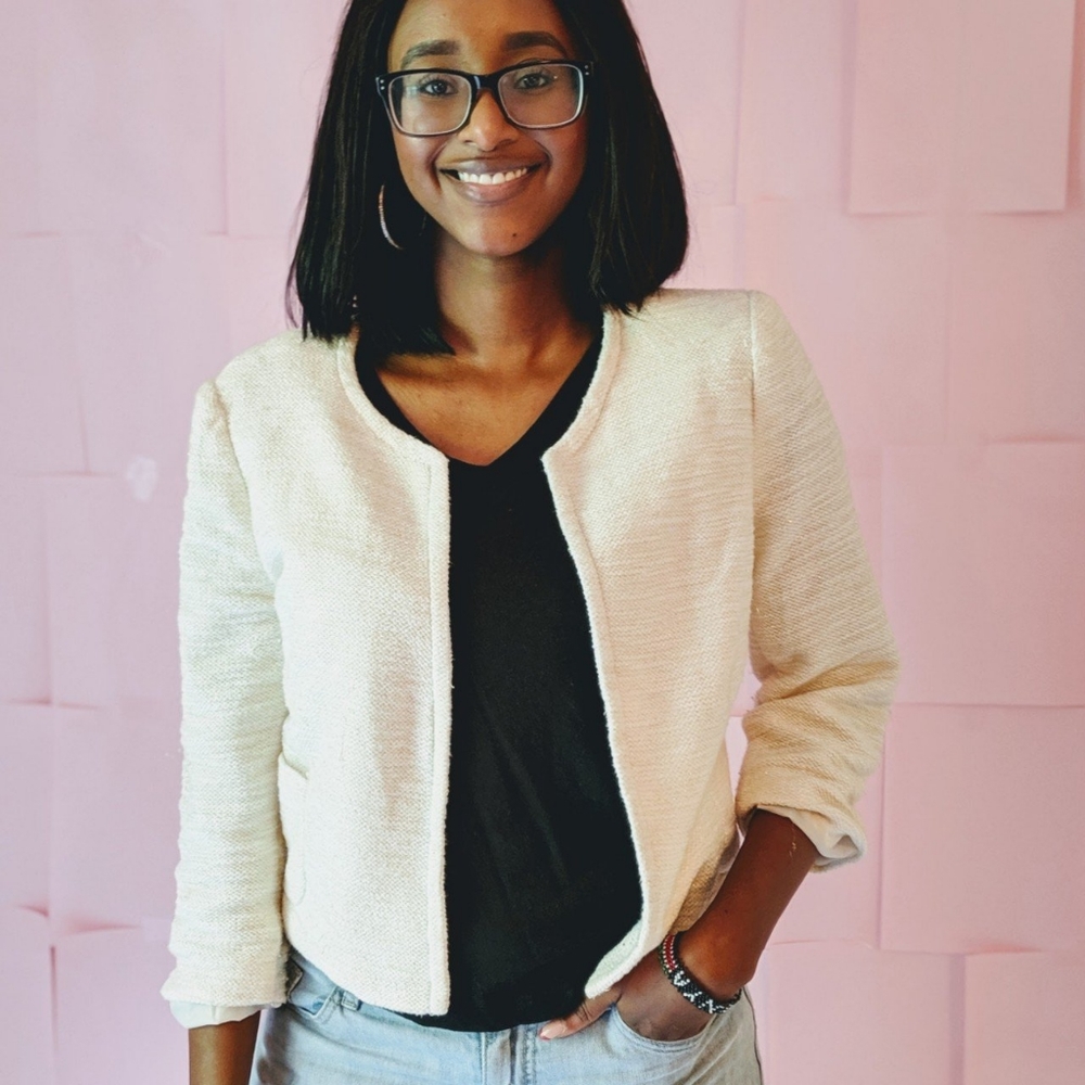 white tweed blazer